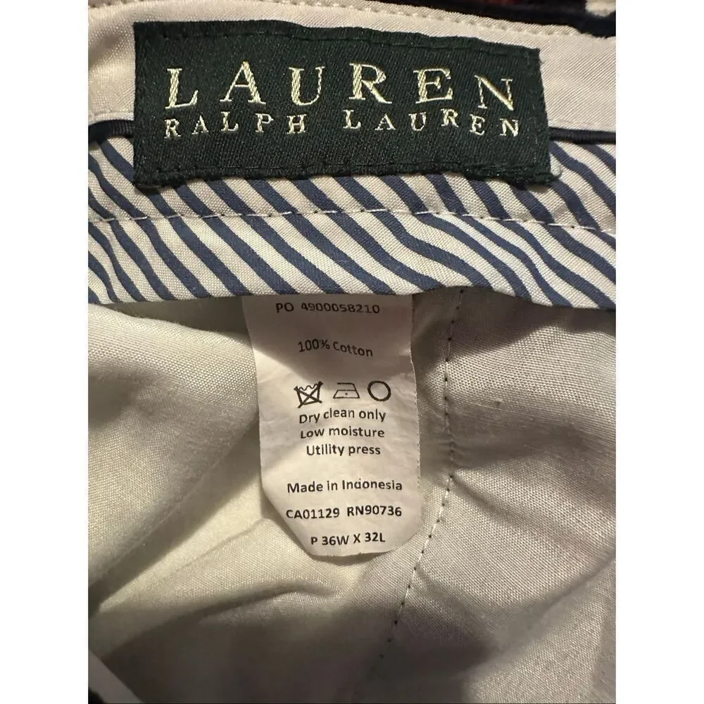 Lauren Ralph Lauren Pants Mens 36x32 Navy Blue Corduroy Mid Rise Business Classi